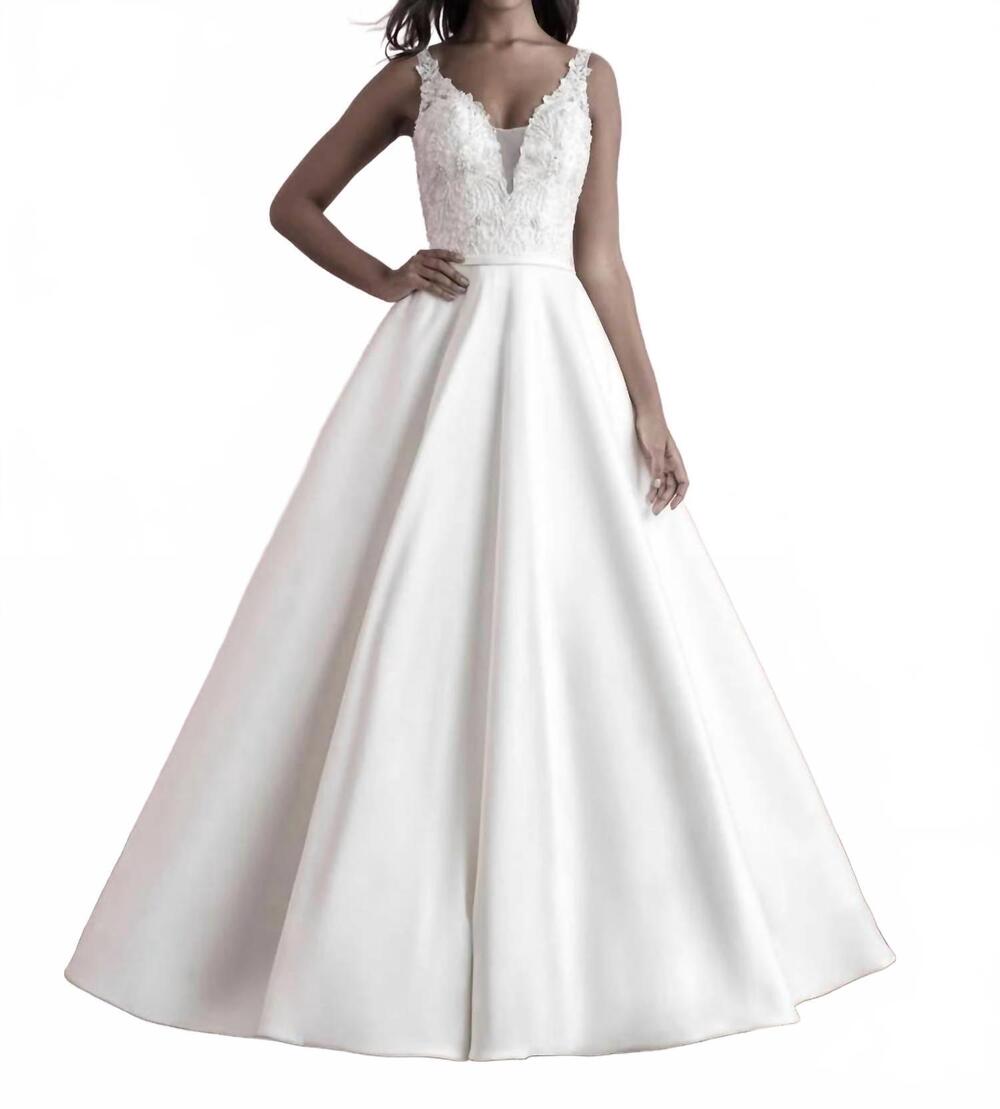 NEW ALLURE BRIDALS beaded floral wedding gown in ivory silver